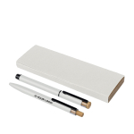 Conjunto de caneta de alumínio e roller, detalhes de bambu, tinta azul cor branco vista principal