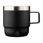Caneca de aço inoxidável de parede dupla, interior de cerâmica 180 ml cor preto primeira vista