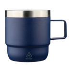Caneca de aço inoxidável de parede dupla, interior de cerâmica 180 ml cor azul primeira vista