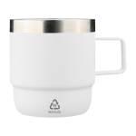 Caneca de aço inoxidável de parede dupla, interior de cerâmica 180 ml cor branco primeira vista