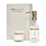 Conjunto de dispensador e vela perfumada de vidro WELLmark 250 ml cor branco vista impressa logo 2