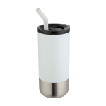 Copo isolante com palhinha de aço e ponta de silicone 480 ml cor branco