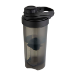 Garrafa em plástico PP com bola misturadora e marcações 700 ml cor preto