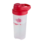 Garrafa em plástico PP com bola misturadora e marcações 700 ml cor vermelho