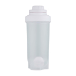 Garrafa em plástico PP com bola misturadora e marcações 700 ml cor transparente segunda vista frontal