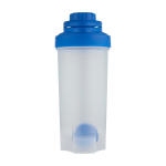 Garrafa em plástico PP com bola misturadora e marcações 700 ml cor azul real segunda vista frontal