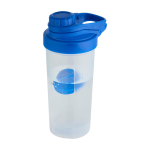 Garrafa em plástico PP com bola misturadora e marcações 700 ml cor azul real