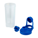 Garrafa em plástico PP com bola misturadora e marcações 700 ml cor azul real segunda vista