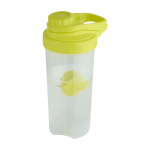 Garrafa em plástico PP com bola misturadora e marcações 700 ml cor verde-lima