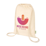 Saco de cordão de algodão orgânico de cor natural 5 L 100 g/m2 cor natural