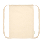 Saco de cordão de algodão orgânico de cor natural 5 L 100 g/m2 cor natural terceira vista frontal