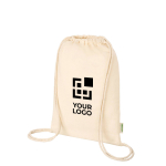 Saco de cordão de algodão orgânico de cor natural 5 L 100 g/m2 vista principal