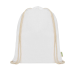 Saco de algodão orgânico com cordão natural 5 L 140 g/m2 cor branco segunda vista frontal