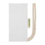 Saco de algodão orgânico com cordão natural 5 L 140 g/m2 cor branco vista detalhe 1