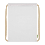Saco de algodão orgânico com cordão natural 5 L 140 g/m2 cor branco terceira vista frontal