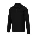 Polo de algodão piqué, unissexo, manga comprida 245 g/m2 Elevate cor preto