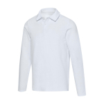 Polo de algodão piqué, unissexo, manga comprida 245 g/m2 Elevate cor branco