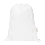 Saco de cordão de algodão reciclado e fecho rápido 5 L 180 g/m2 cor branco segunda vista frontal