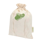 Saco-oferta de algodão com fecho de cordão 140 g/m2 cor natural vista impressão transfer