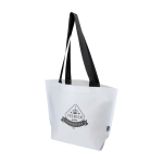 Saco tote plástico reciclado laminado duplo impermeável 18 L 150 g/m2 cor branco vista impressão serigrafia