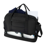 Saco de viagem de lona de poliéster reciclado com fecho de correr 30 L cor preto terceira vista