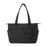 Saco tote poliéster reciclado acolchoado com bolso portátil 15,6” 18 L cor preto segunda vista frontal