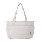 Saco tote poliéster reciclado acolchoado com bolso portátil 15,6” 18 L cor areia segunda vista frontal