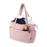Saco tote poliéster reciclado acolchoado com bolso portátil 15,6” 18 L cor cor-de-rosa claro terceira vista