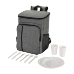 Mochila térmica para piquenique com talheres reutilizáveis 20 L cor cinzento mesclado segunda vista