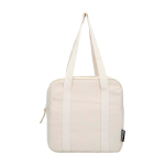 Saco térmico impermeável de lona reciclada com capacidade 5 L cor areia segunda vista frontal