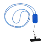 Lanyard para smartphone com cabo 5 em 1 incluído e ligações USB cor azul real terceira vista frontal