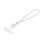Pulseira para smartphone com tira ajustável e inserção para capa cor branco vista impressão tampografia