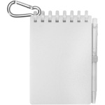 Bloco de notas mini com borda de argolas e caneta de tinta preta cor transparente segunda vista frontal