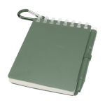 Bloco de notas mini com borda de argolas e caneta de tinta preta cor verde mesclado