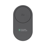 Carregador ecológico dobrável 3 em 1 compacto com entrada USB-C 25 W cor cinzento vista com logo