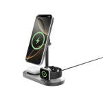 Carregador ecológico de secretária 3 em 1 sem fios magnético 25 W cor cinzento terceira vista