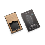 Powerbank com cabo retráctil e indicador de carga 10 000 mAh cor preto vista com caixa