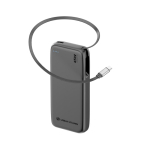 Powerbank ecológico com cabo retráctil 45 W 20 000 mAh cor preto quinta vista