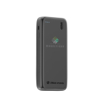 Powerbank ecológico com cabo retráctil 45 W 20 000 mAh cor preto vista com logo
