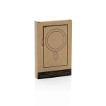 Porta-cartões magnético de alumínio para telemóvel com bloqueio RFID cor prateado segunda vista com caixa