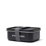 Lancheira de aço inoxidável reciclado com fita elástica 750 ml cor preto vista principal