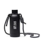 Garrafa térmica de aço inoxidável reciclado com cordão 400 ml cor preto vista principal