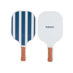 Jogo de pickleball com raquetes de madeira e bola para jogar cor azul-marinho vista com logo