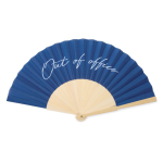 Leque portátil de bambu com mensagem ‘’Out of office’’ cor azul-marinho