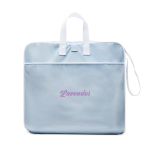 Cadeira de praia portátil dobrável de poliéster com 6 ajustes cor azul-claro vista com logo