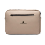 Mochila convertível 2 em 1 de poliéster reciclado para portátil 15” cor marfim vista com logo