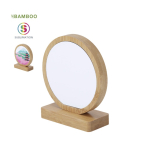 Placa comemorativa circular em bambu com íman duplo