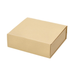 Placa troféu redonda de madeira com base de vidro preto vista com caixa