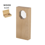 Placa troféu octagonal de madeira e vidro para reconhecimentos