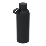 Garrafa de aço inoxidável com pega de silicone 750 ml cor preto primeira vista